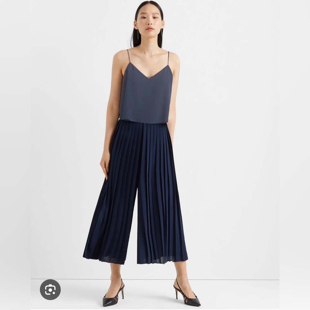 Club Monaco Navy Pleated Jumpsuit